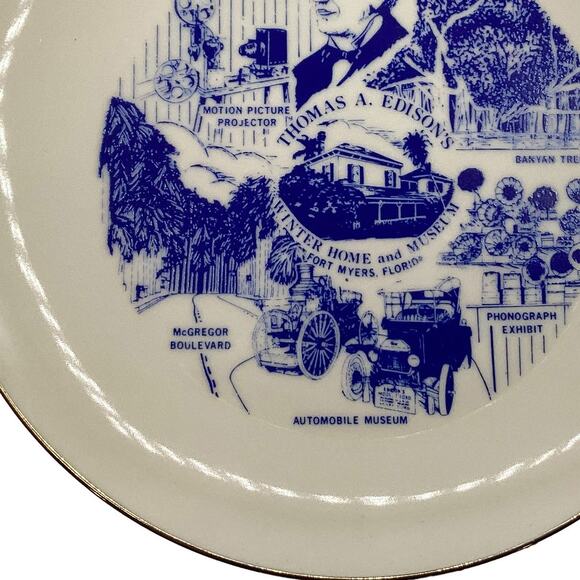 Vintage THOMAS EDISON Winter Home/Museum Collectible Souvenir Memorabilia Plate - Picture 3 of 7